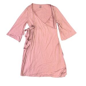 Caden Lane Maternity Nursing Robe Pink Bamboo Viscose Wrap S Postpartum One Size